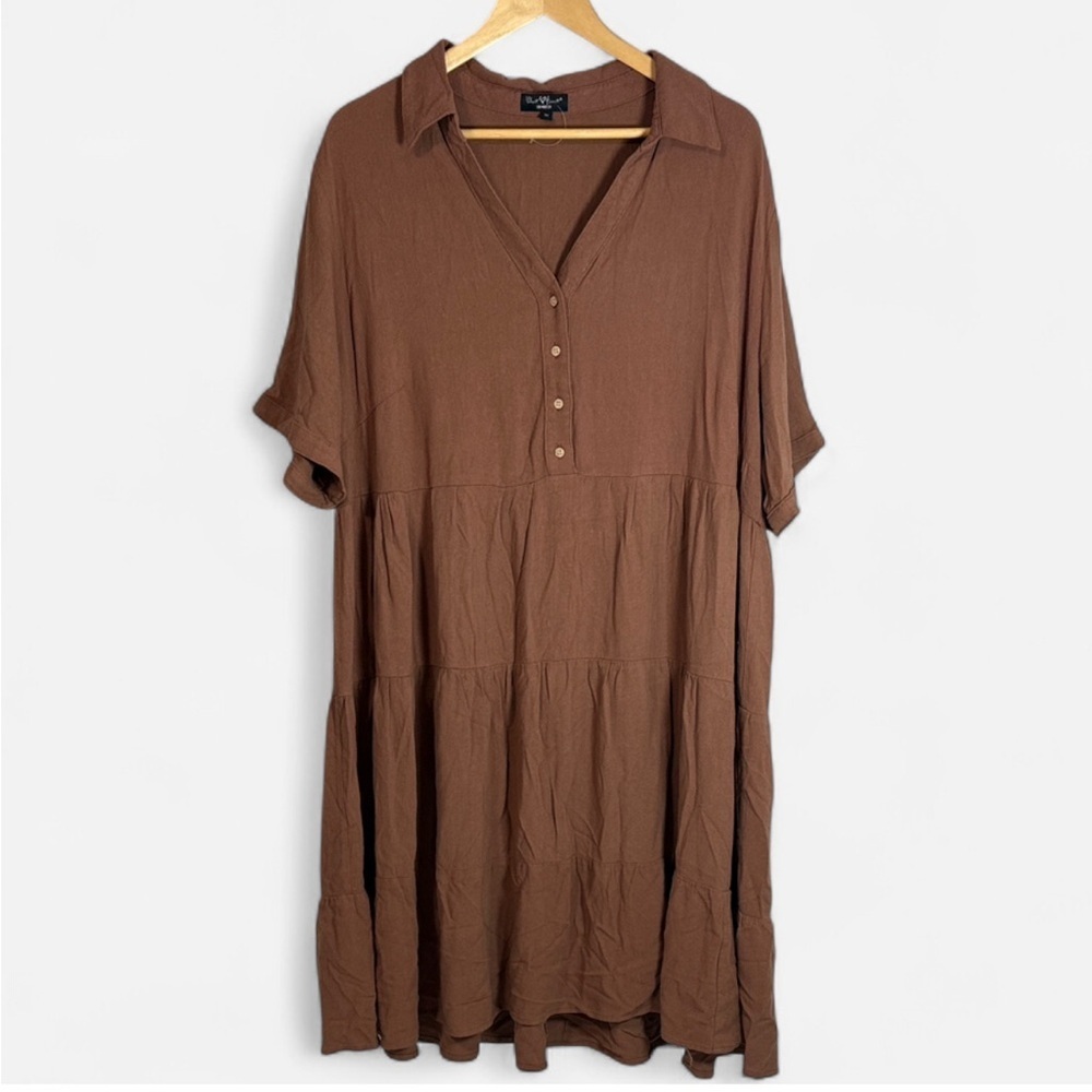 Velvet Heart Brown Tiered Midi Dress Size 2X NWOT
